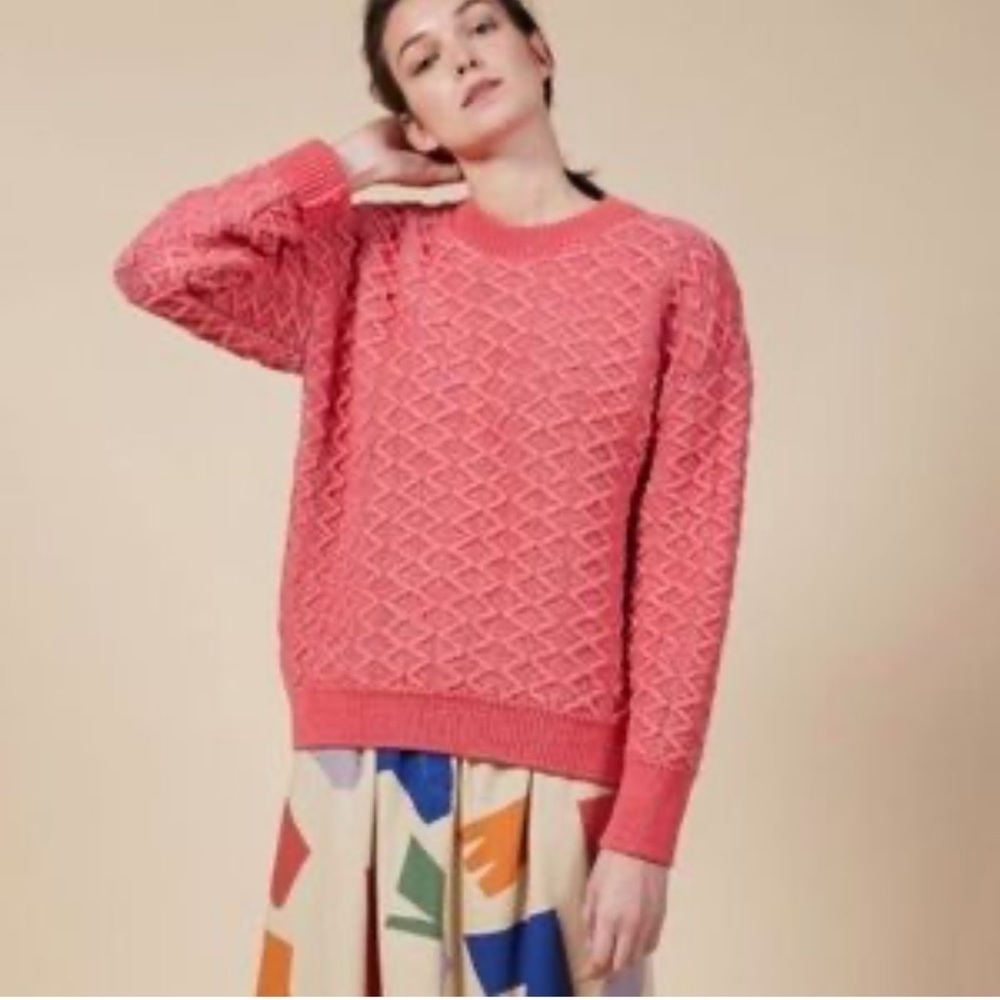 Bobo Choses Pink Knitted Long Sleeve Crewneck Soft Yarn Sweater Medium - Picture 9 of 9